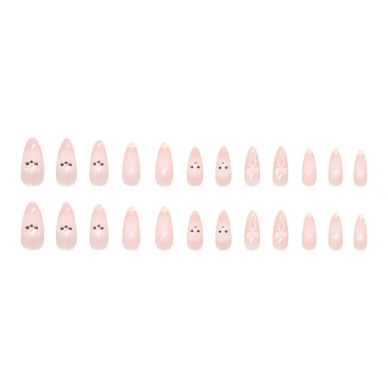 Lulu Candy Сладкий стиль Премиум Кошачий глаз Наклейки для ногтей Градиент Роскошь Pure Фальшивые ногти Миндаль Телесный Градиент Милый