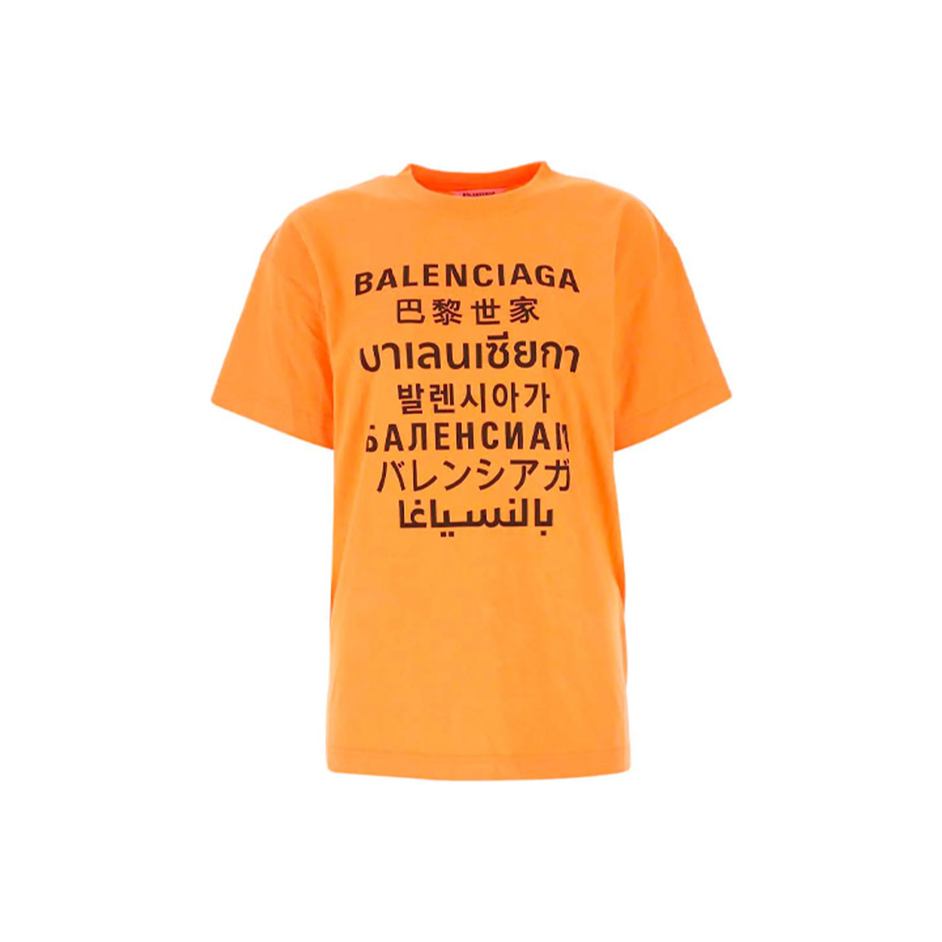 Balenciaga Стандартная футболка женская неонового оранжевого цвета