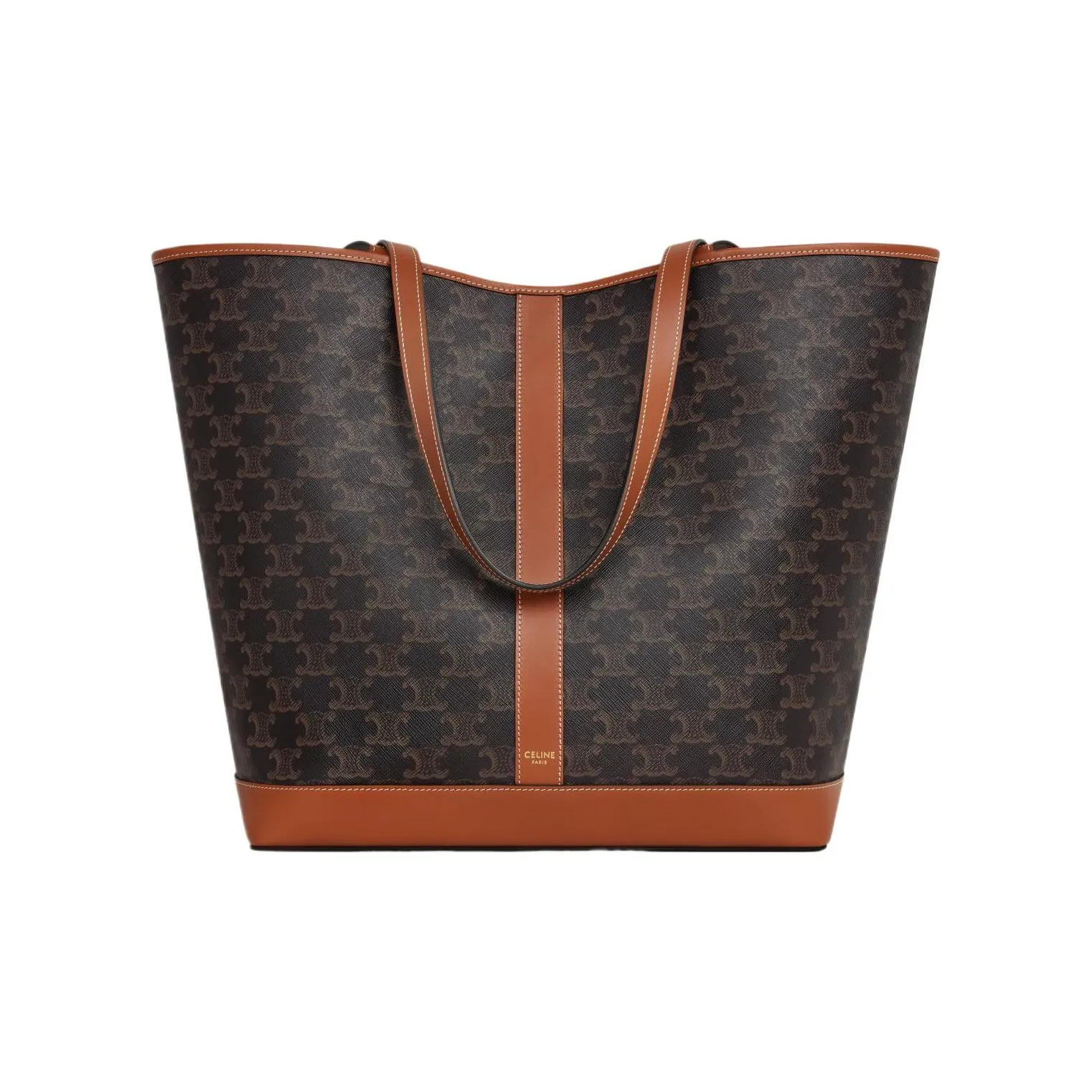 CELINE Cabas Cow Leather Tote Bag, Shopping Bag, Handbag Medium Size Women's Tawny