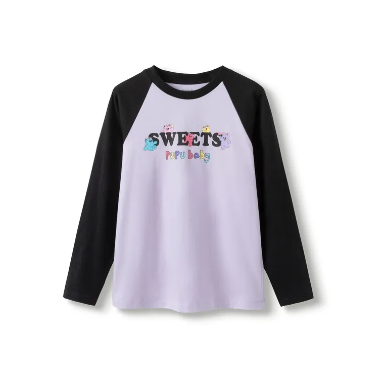 BALABALA x NAIPUPU LIANMINGKUAN Футболка Фиолетовый Черный Тон Унисекс