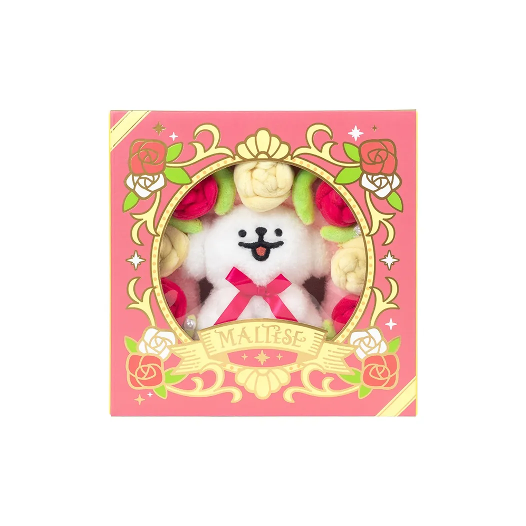 Мальтийский Мальтезе Розовый Венок Плюшевый Брелок 19 см Рекомендуемая высота