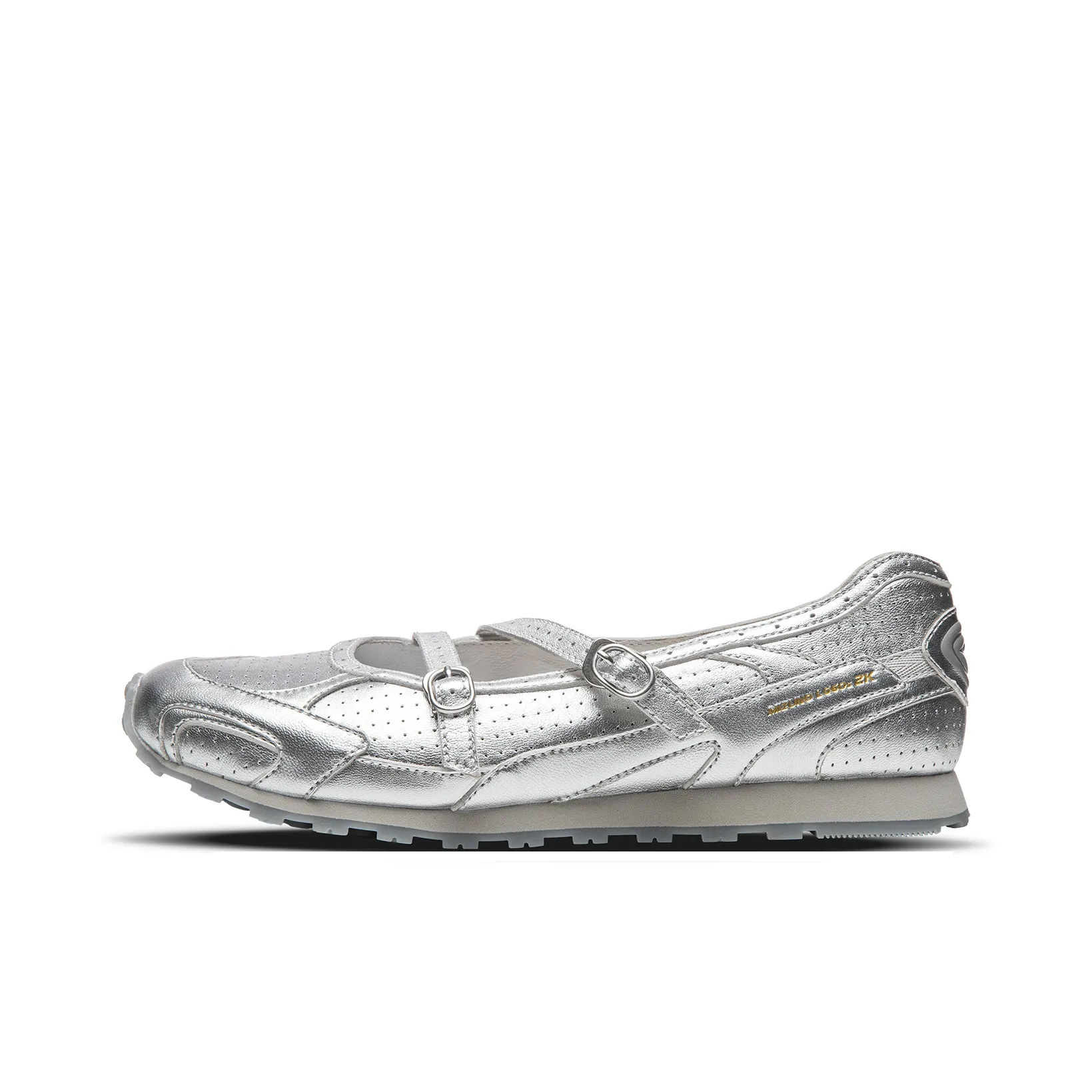 Mizuno LG 60S Тонкая подошва Обувь Балетки Туфли Мэри Джейн Низкий Топ Повседневная обувь Женская Серебряная