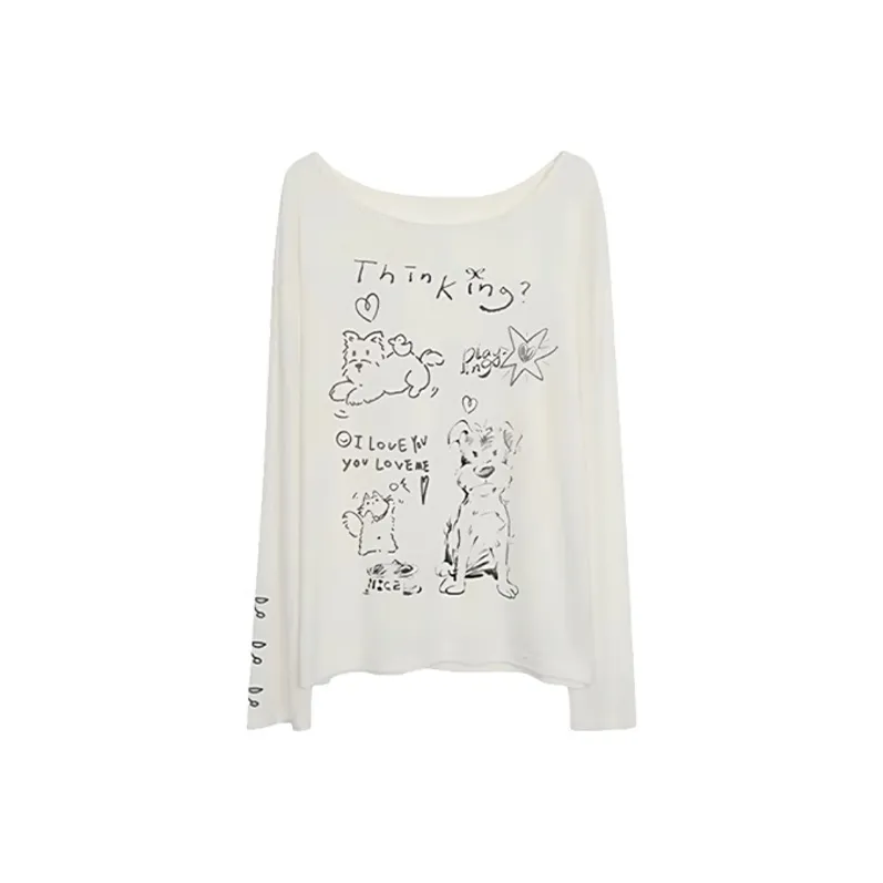 MOONCORE Длинный рукав Т-рубашка Женская