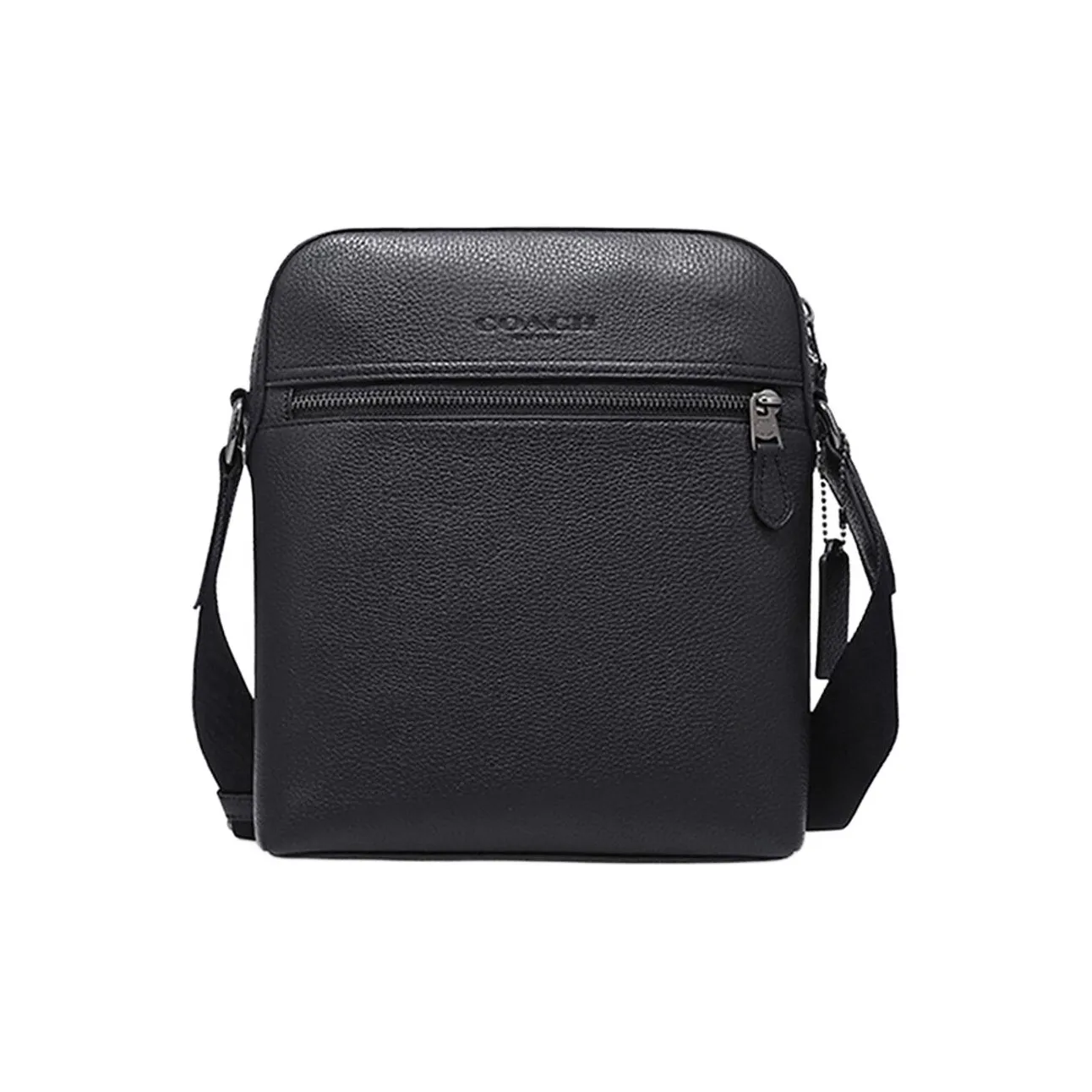COACH Houston Pebbled Leather Messenger Bag Flight Bag Crossbody Bag Shoulder Bag Small Size Men's Black