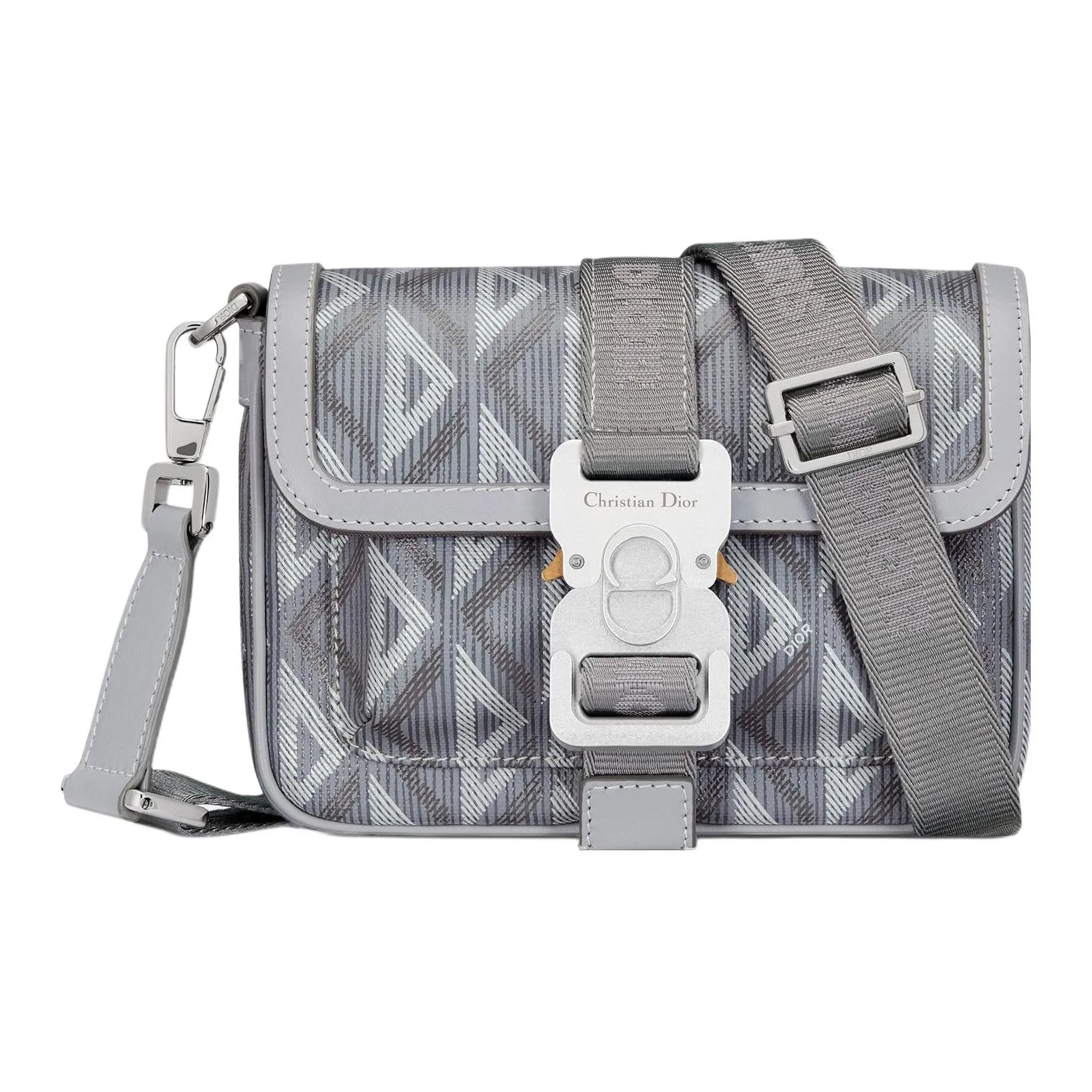 DIOR Hit The Road Canvas With Smooth Cow Leather Shoulder Bag, Crossbody Bag Mini Men's Gray