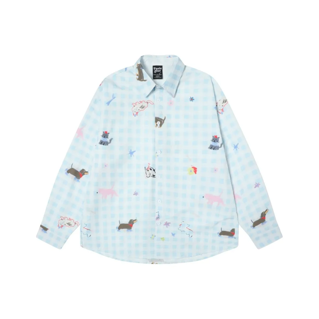 HIPHOPPUNKS Синие Белые Клетчатые Мужские Рубашки