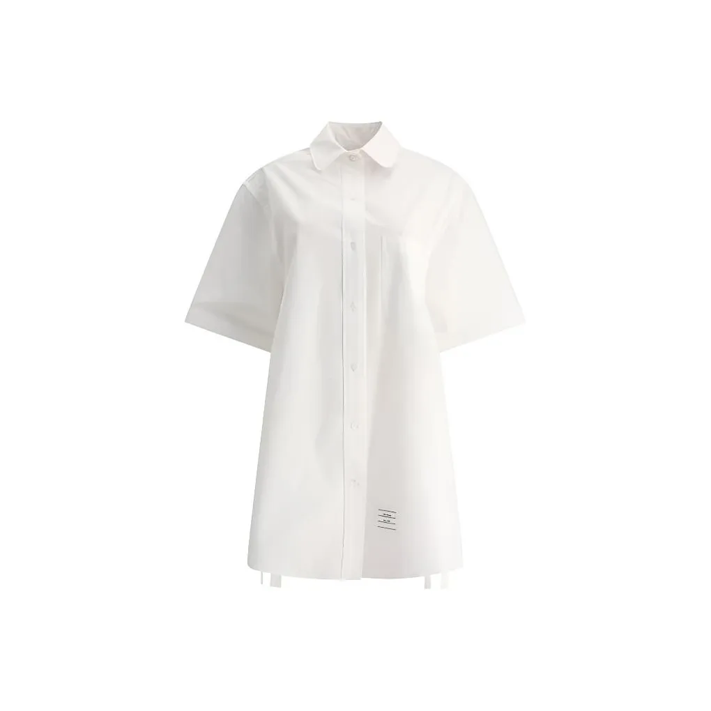THOM BROWNE Logo Patch Button Up Shirt Dress