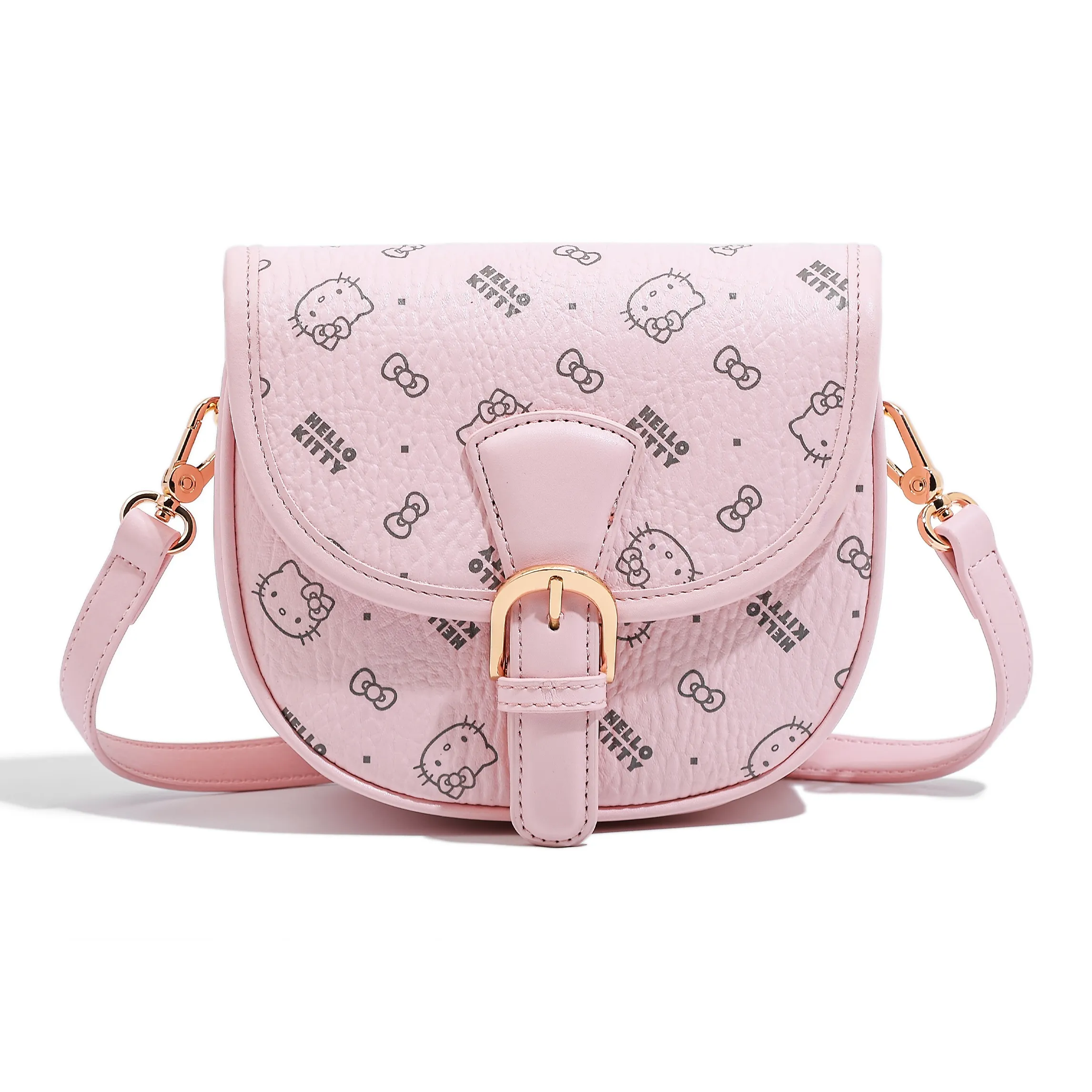 Санрио Hello Kitty ПУ (полиуретан) Saddle Сумка через плечо Обычная Женская Розовая Коричневая Молочно-чайная