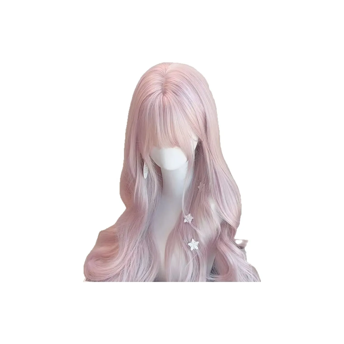 LIANXIANGKE BLUNT Cut с боковой частью Лолита розовый косплей большая волна длинный полный парик высокая температура пряжа