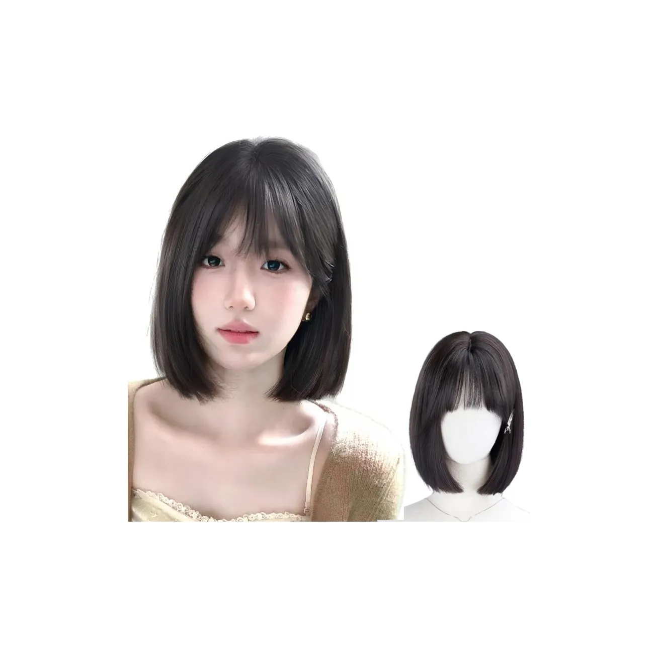 GLUNA Перука для женщин натуральная увеличивающая объем и придающая пышность стиль для полного покрытия головы