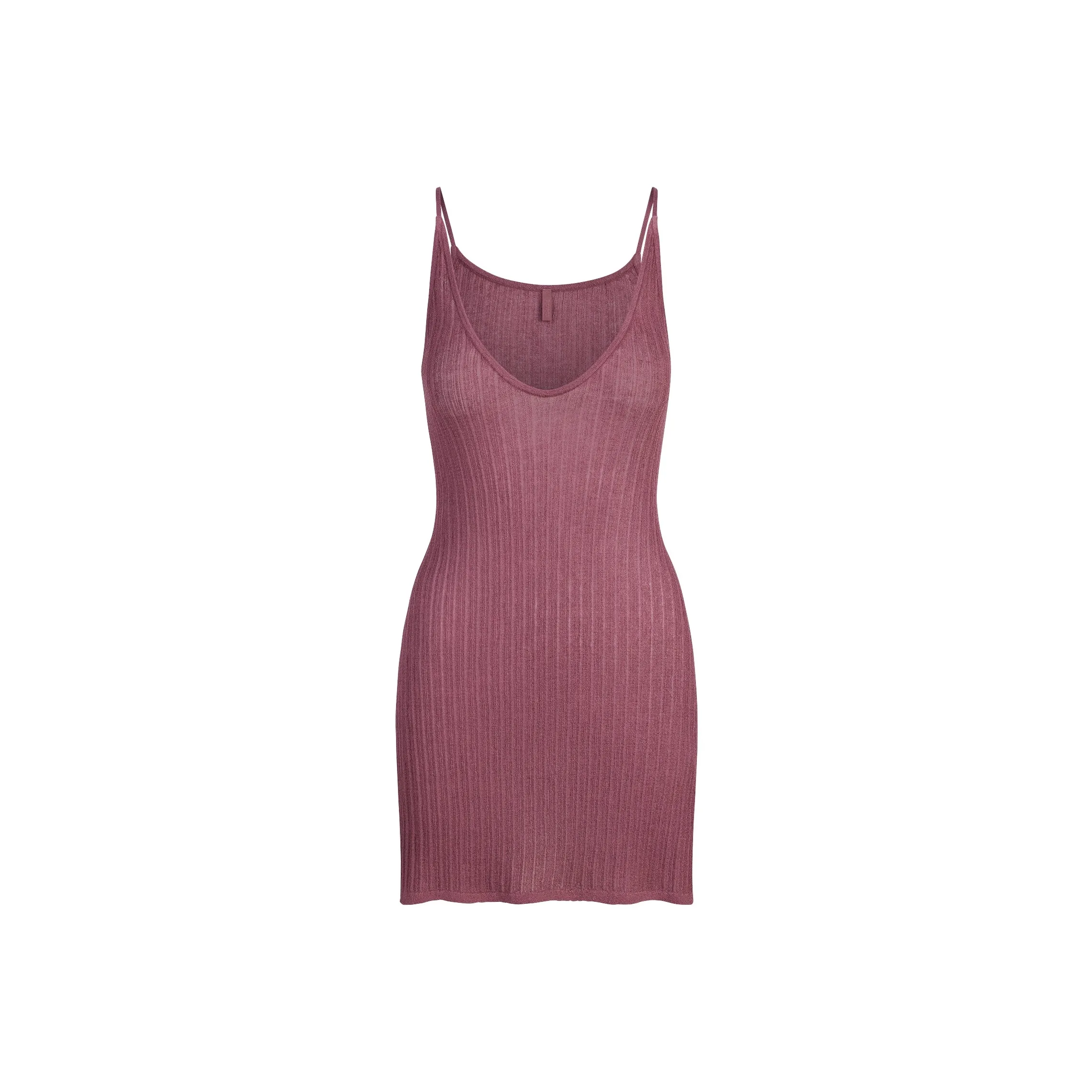 SKIMS FW25 Прозрачный KNIT Plunge Мини Платье Slip Платье Женские