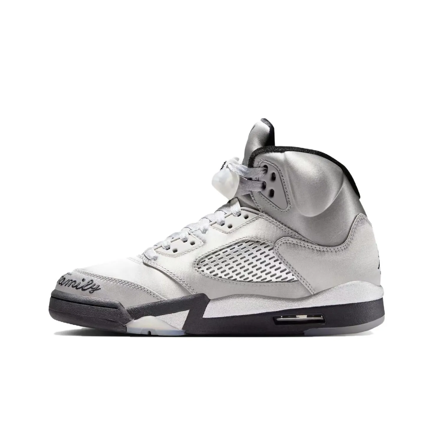 Jordan Air Джордан 5 Slip-on Устойчивый к истиранию Высокий топ Винтажные баскетбольные кроссовки Женские Серый Черный