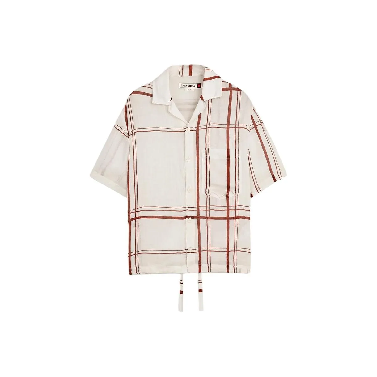 ZARA Linen Нюдовый/Красный Мужские Рубашки