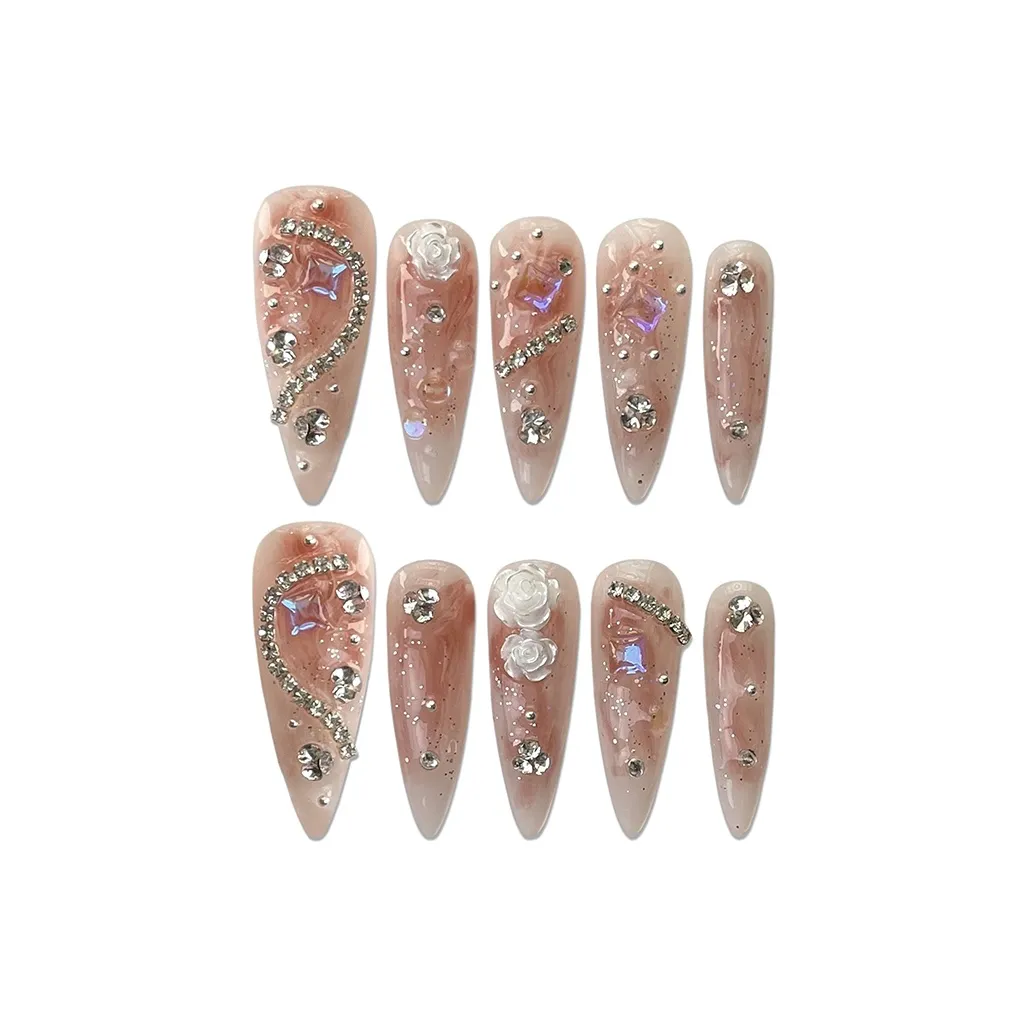 BDQC Мода Осветляющий Сердце Лак для ногтей Премиум 30MM False Nail Заостренный Тип Розовый Стиль Smudge Instagram