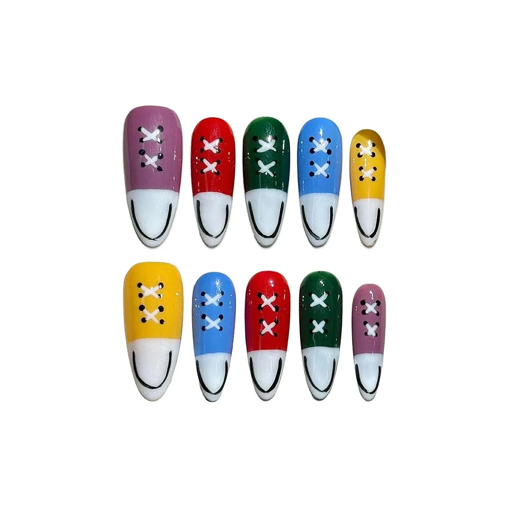 BDQC Креативный Кеды Модный HAND DRAWN с 30MM Nail Art False Nail Миндаль Дофаминовая одежда Однотонный Милый