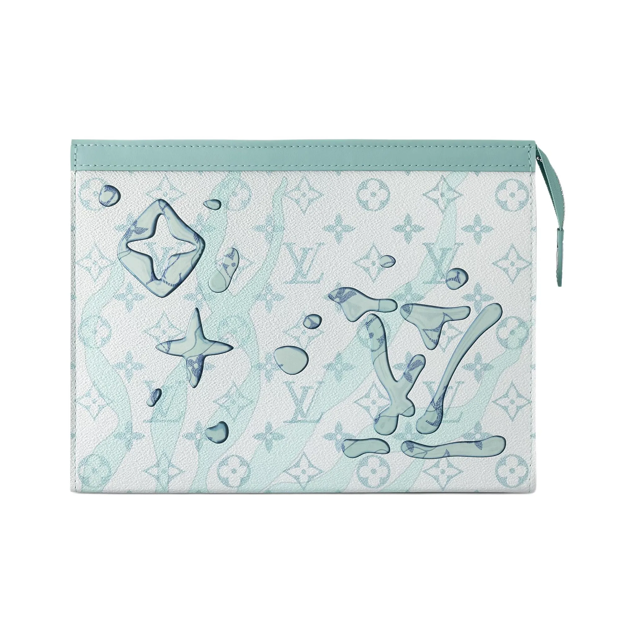LOUIS VUITTON Pochette Voyage Canvas Cowhide Toiletry Bag Clutch Regular Men's Black & Light Blue
