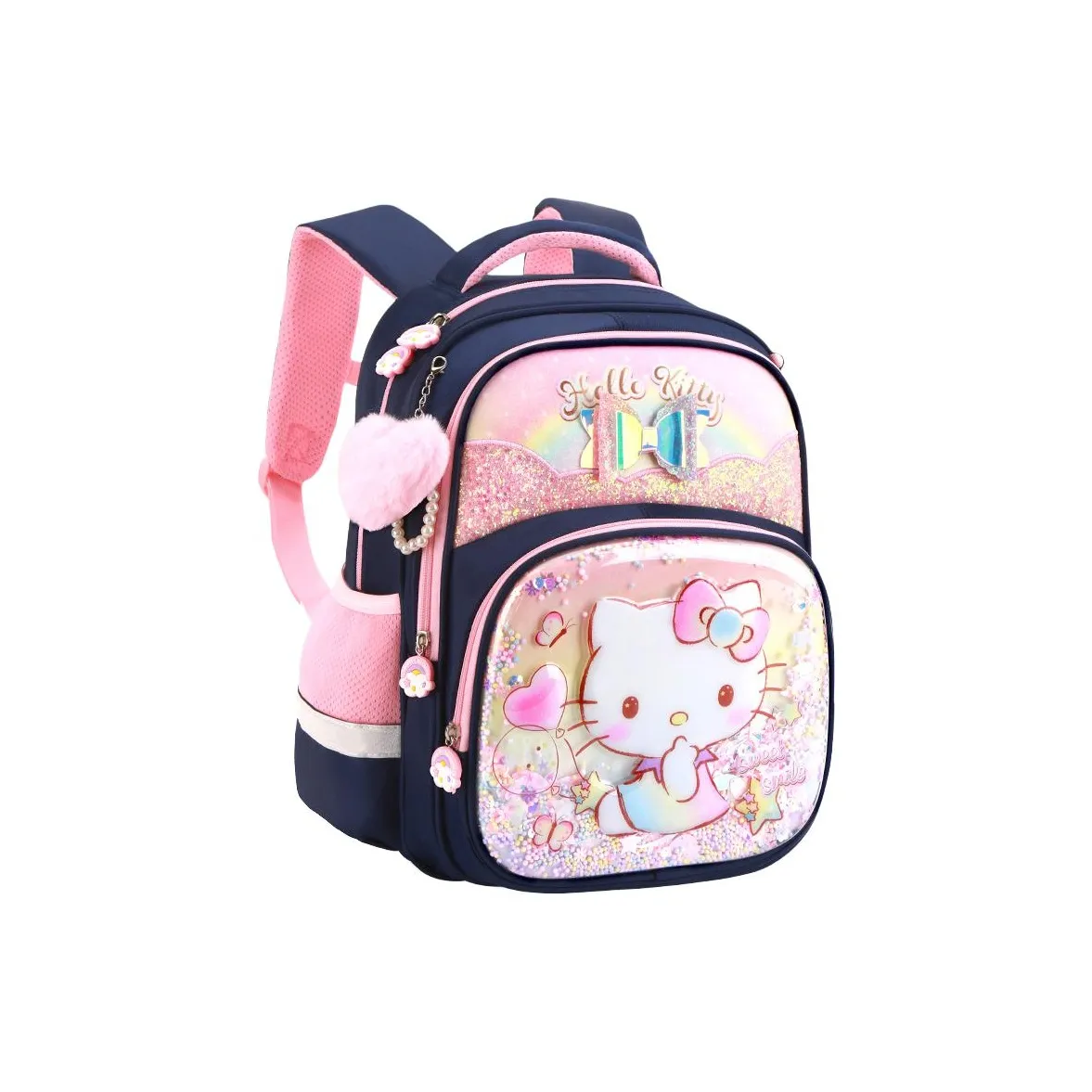 Sanrio Polyester Студенческая сумка Детская Черная Розовая