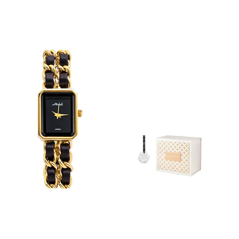 MISHALI Кварцевый механизм металлический ремешок женские часы черный циферблат