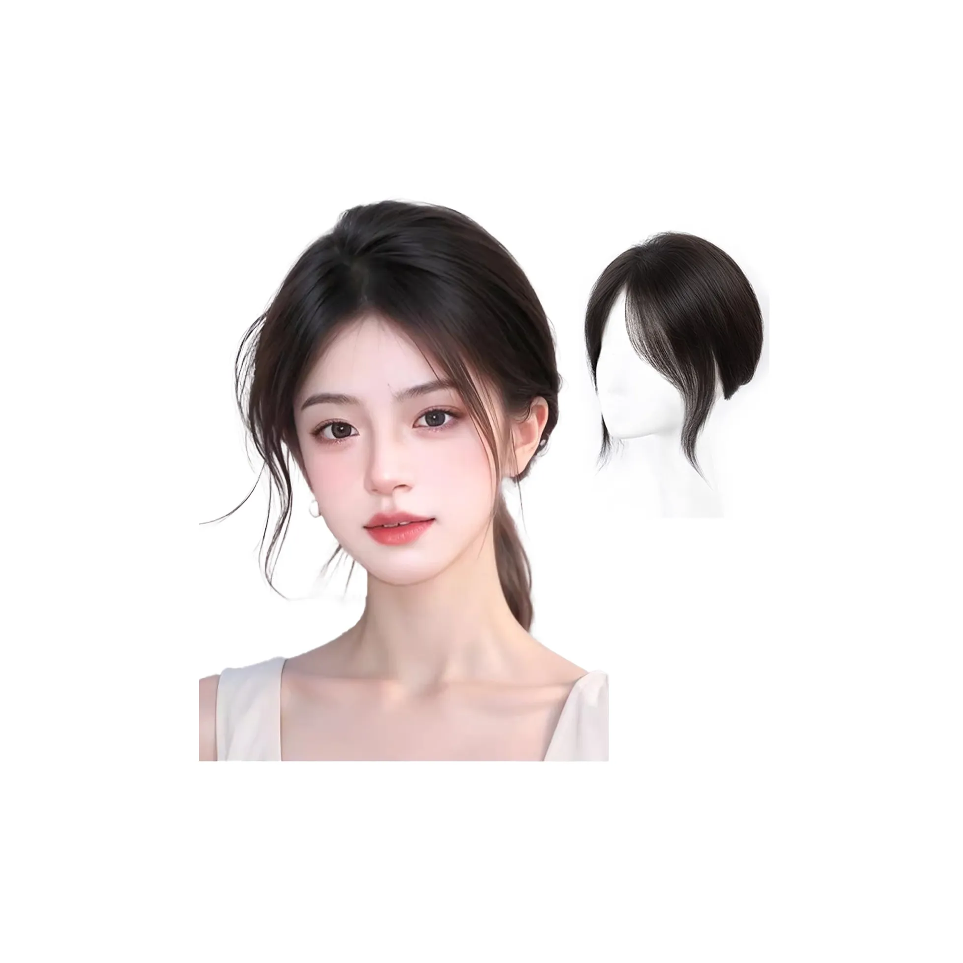 TIANKONGSHU Корректирующий Восемь Персонажей Наклеенный Женский Волосатый Перук человеческих волос короткие прямые волосы