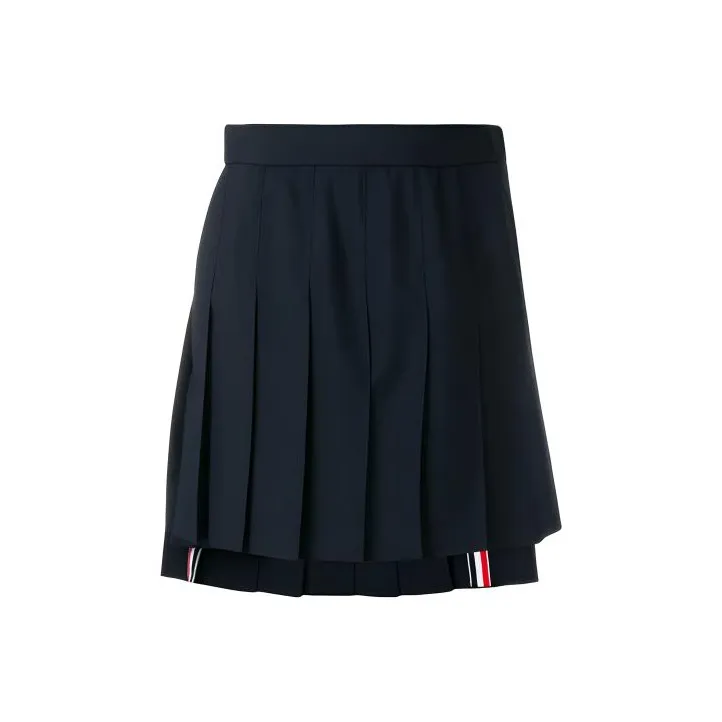 THOM BROWNE Asymmetric Pleated Miniskirt