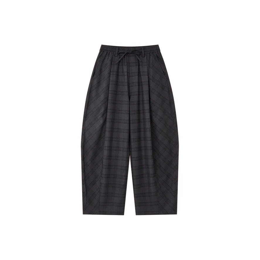 OPICLOTH Gray Plaid Unisex Casual Pants OPICLOTH Серый Клетка Унисекс Повседневные Штаны