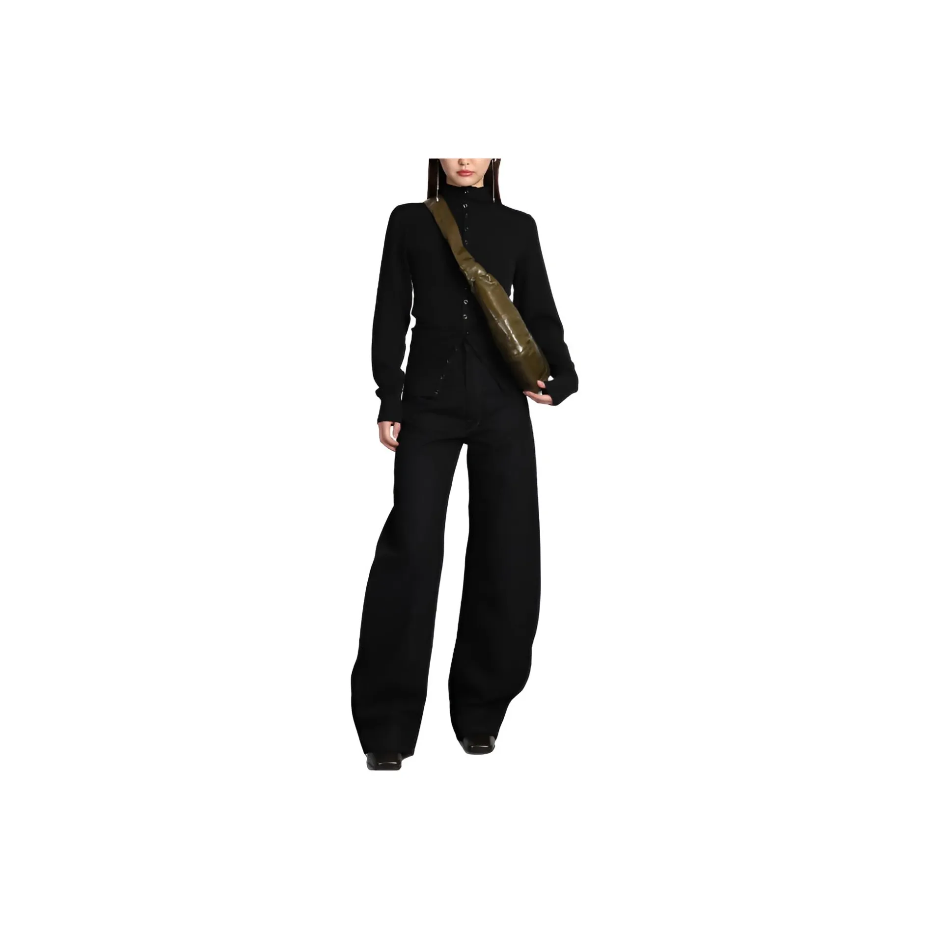 Lemaire High Waisted Curved Pants 'Black'