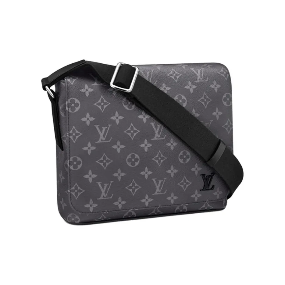 LOUIS VUITTON District Eclipse Canvas With Cow Leather Messenger Bag, Crossbody Bag, Shoulder Bag Men's Black Gray