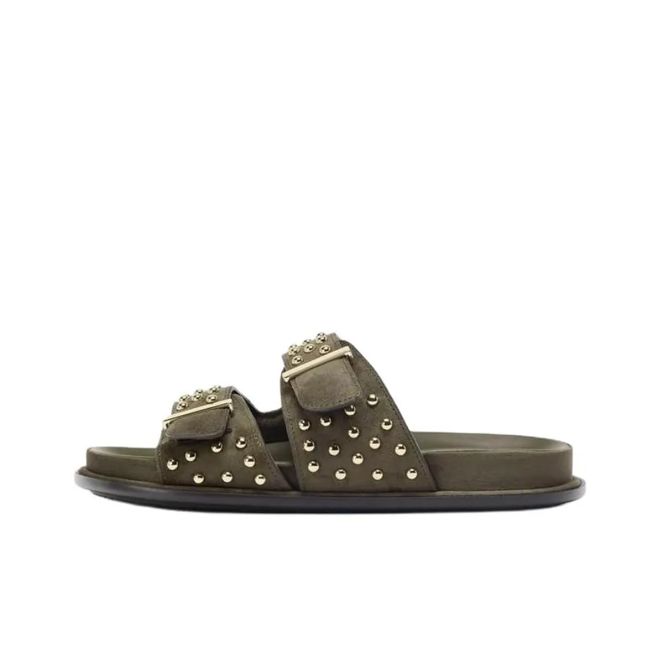 ZARA Слипоны Женские Хаки Зеленый