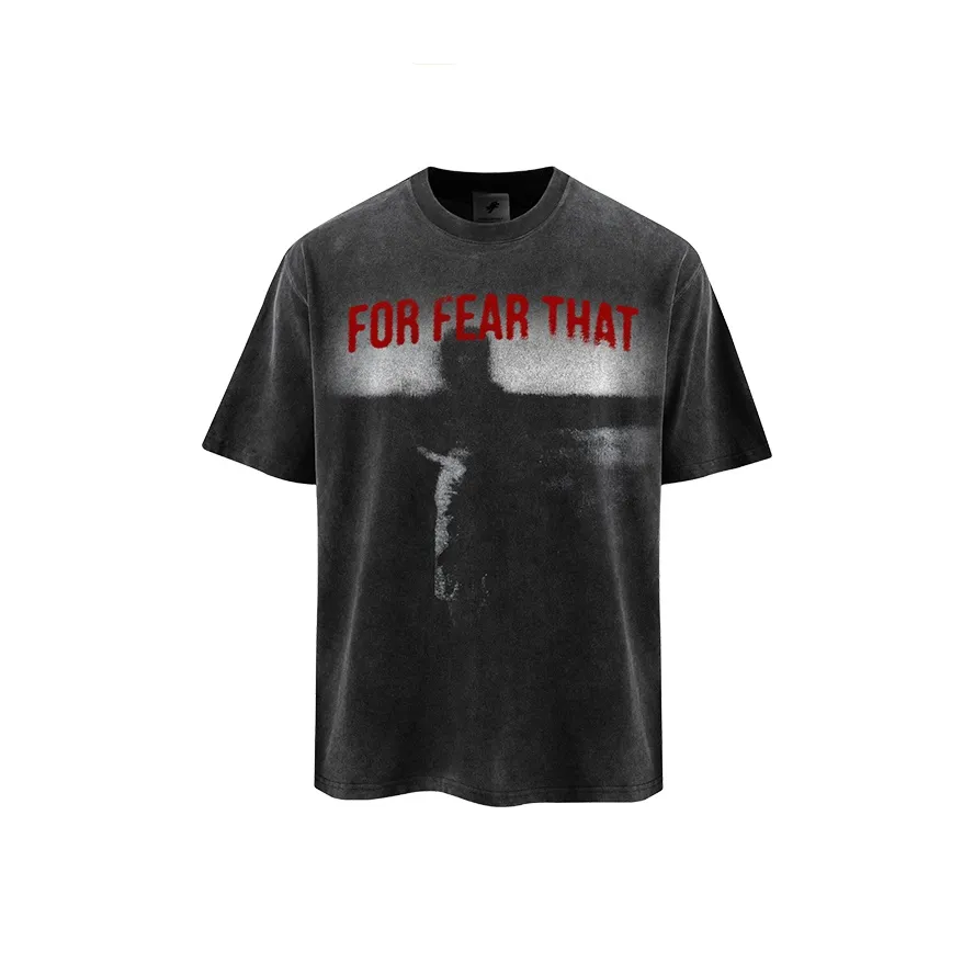 FOR FEAR THAT Промытый черный Унисекс T-рубашки