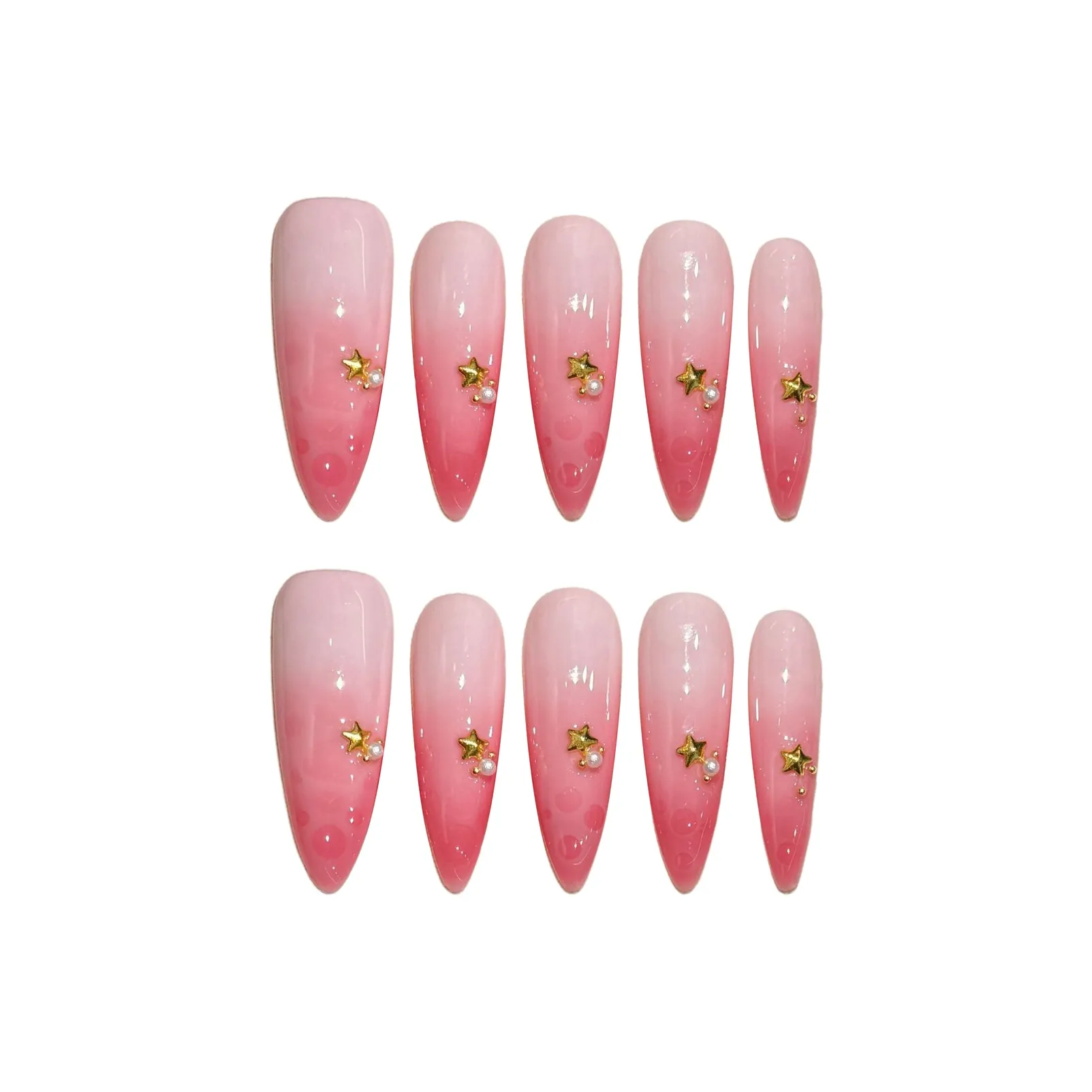BDQC Градиентный розовый Ручной Весна Осветляющий Nail Art 25 мм Фальшивые ногти Миндально-розовый Градиентный стиль Instagram