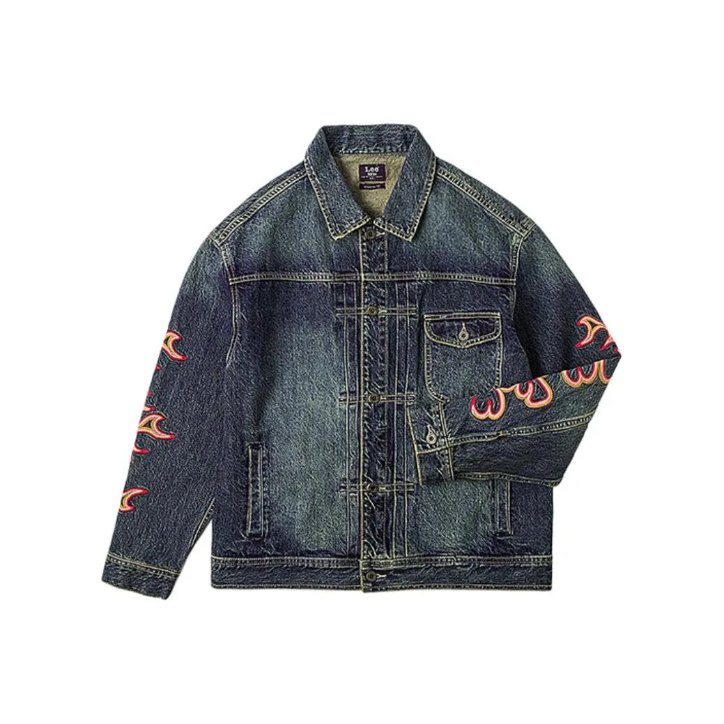 Модель совместного бренда Lee Denim Куртка Мужская Средняя Темно-Синяя