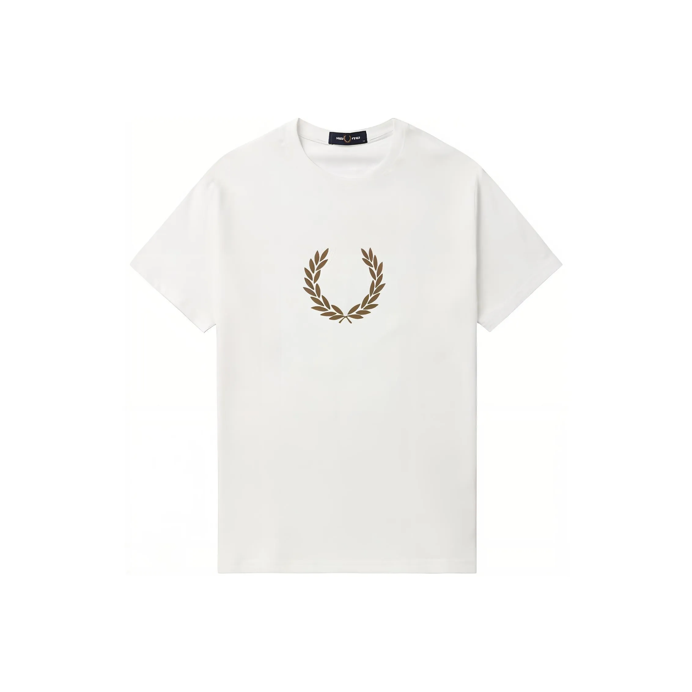 FRED PERRY SS24 T Рубашка Мужская Белая с Золотым Логотипом