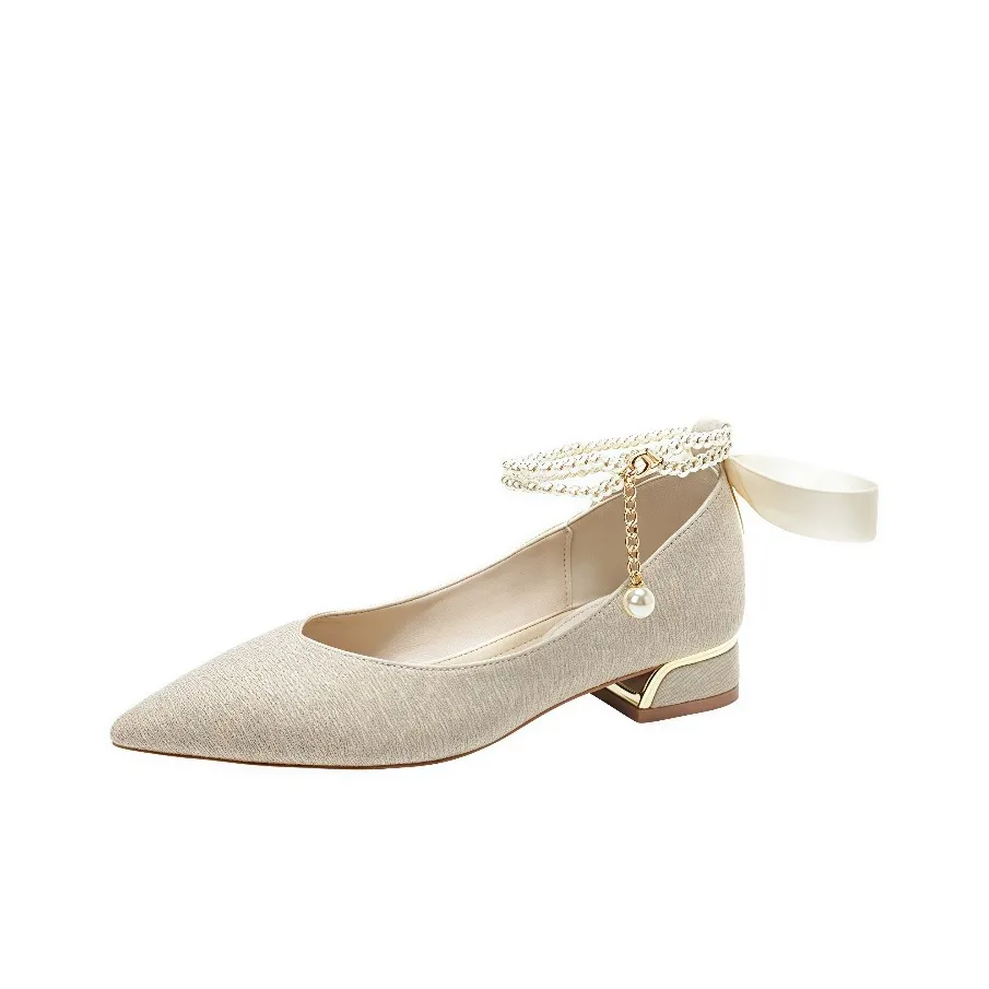 Luji Квадратный каблук Туфли Мэри Джейн Женские Шампанское