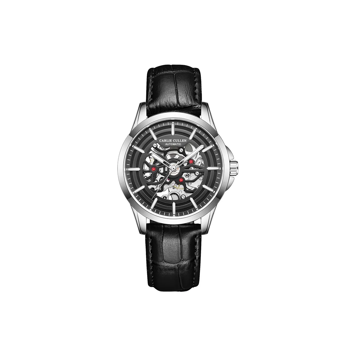 CARLIECULLEN Extreme Collection Автоматический Механический Механизм Естественная Кожа Ремешок Часы Мужские Черный Циферблат