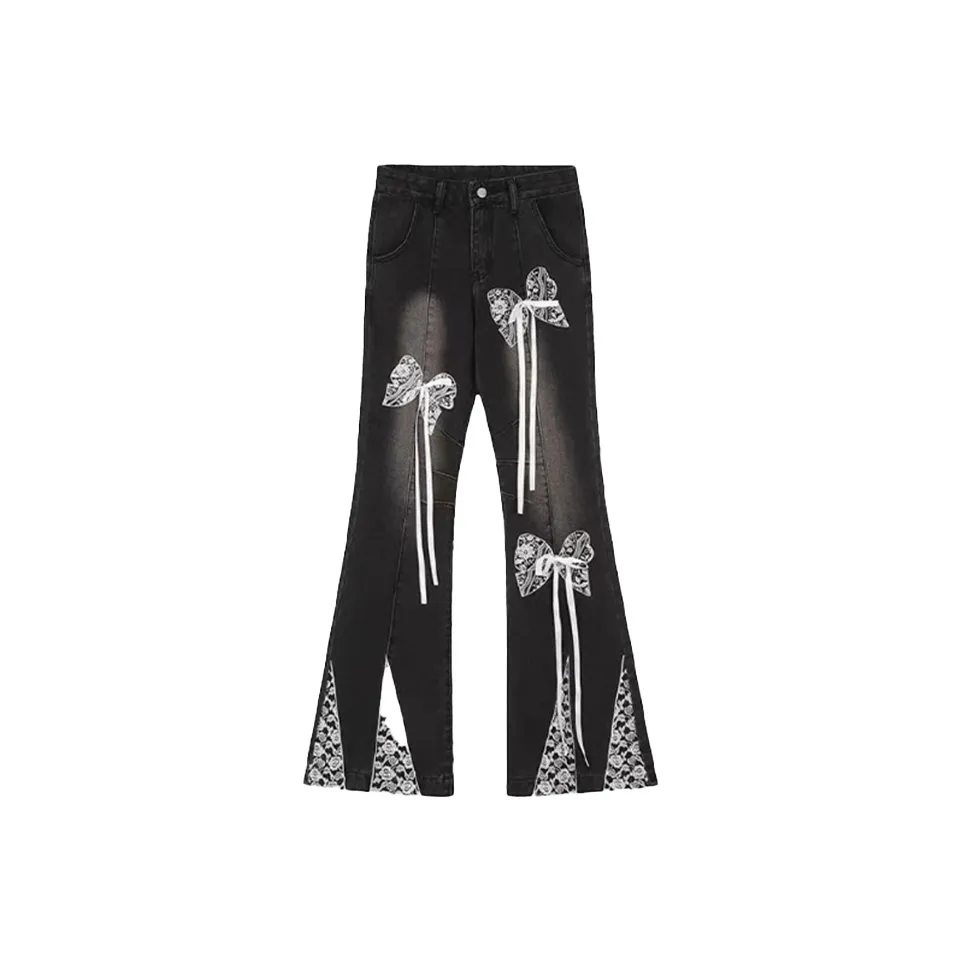 SYEEE WITH U Черные Женские Джинсы