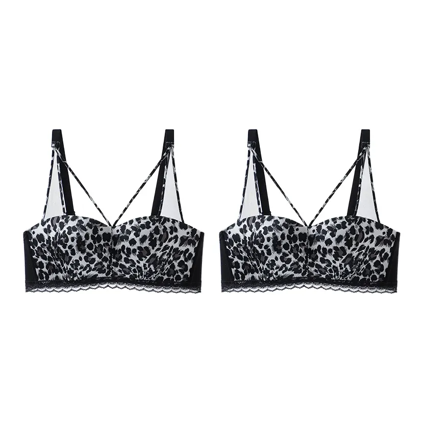 MADALLO [2 упаковки] Белый леопард с принтом + леопард с принтом, белый, женские бюстгальтеры