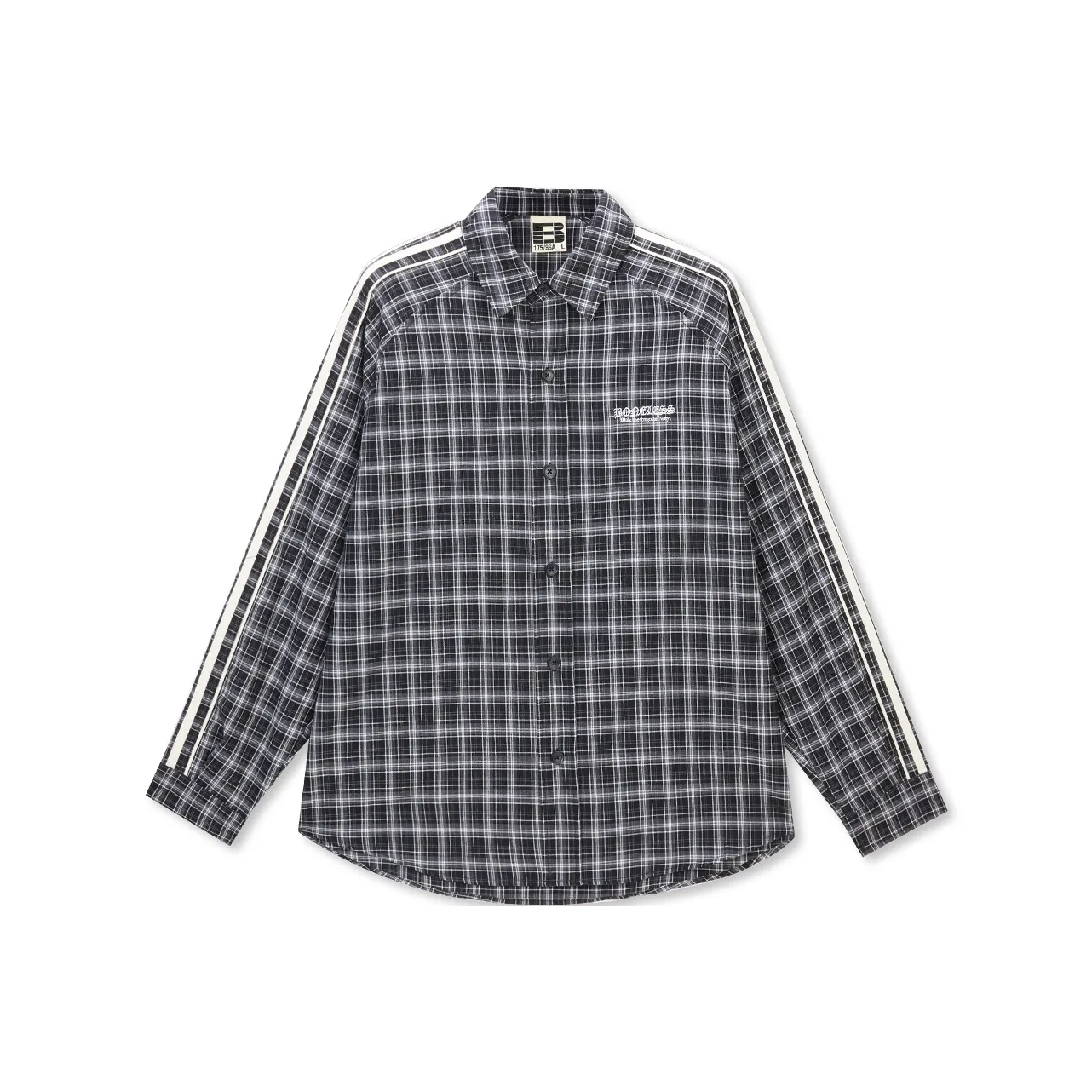 Бейсик Безшовный крой Черный Белый Клетка Унисекс Рубашки