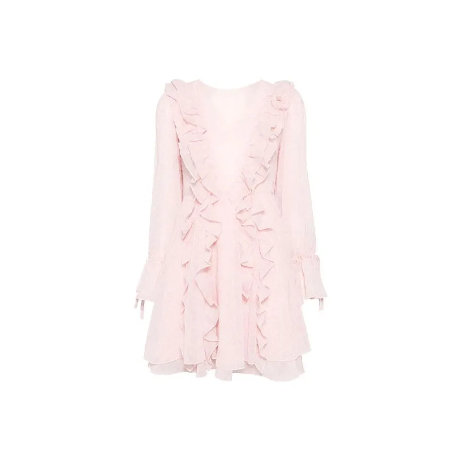 Leather Cat Розовый Женские Длинные Платья с Рукавами