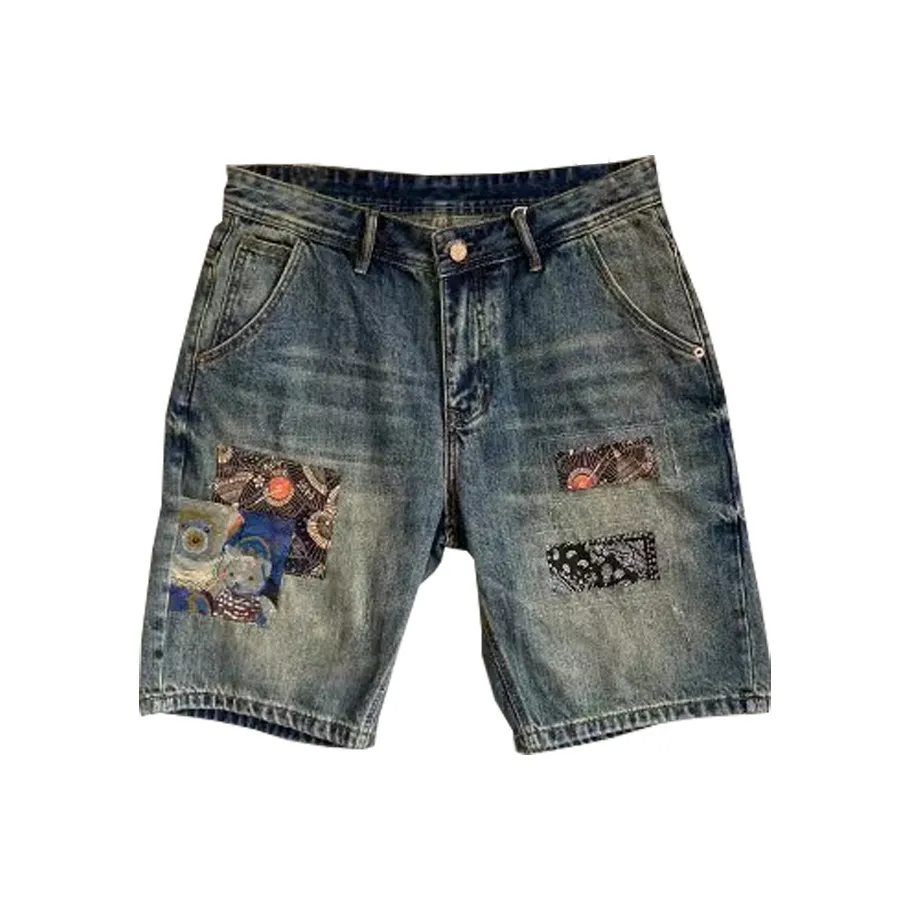 KAIZZGAO Blue Men's Denim Shorts KAIZZGAO Синий Мужские Джинсовые Шорты