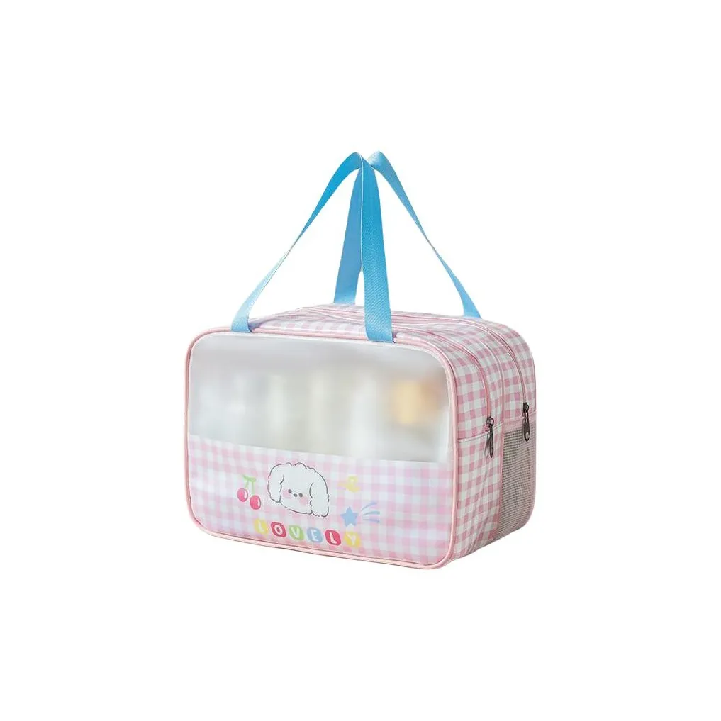 OMGD Прозрачный Клетчатый Сумка для туалетных принадлежностей Милый PVC Сумка для макияжа А Пылезащитный Портативный Хранение