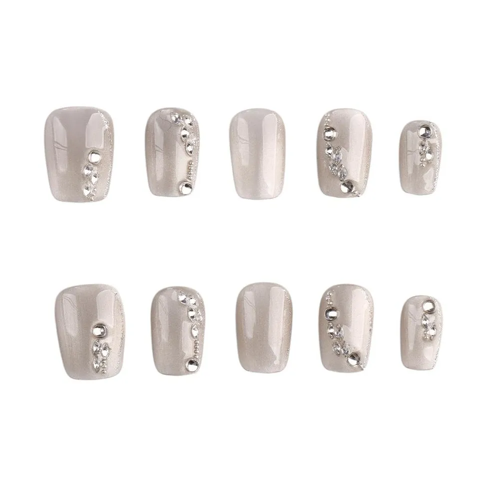 BDQC Минималистский стиль Премиум Белый Мягкий And Элегантный 15mm False Nail Короткий LADDER Серый Градиентный