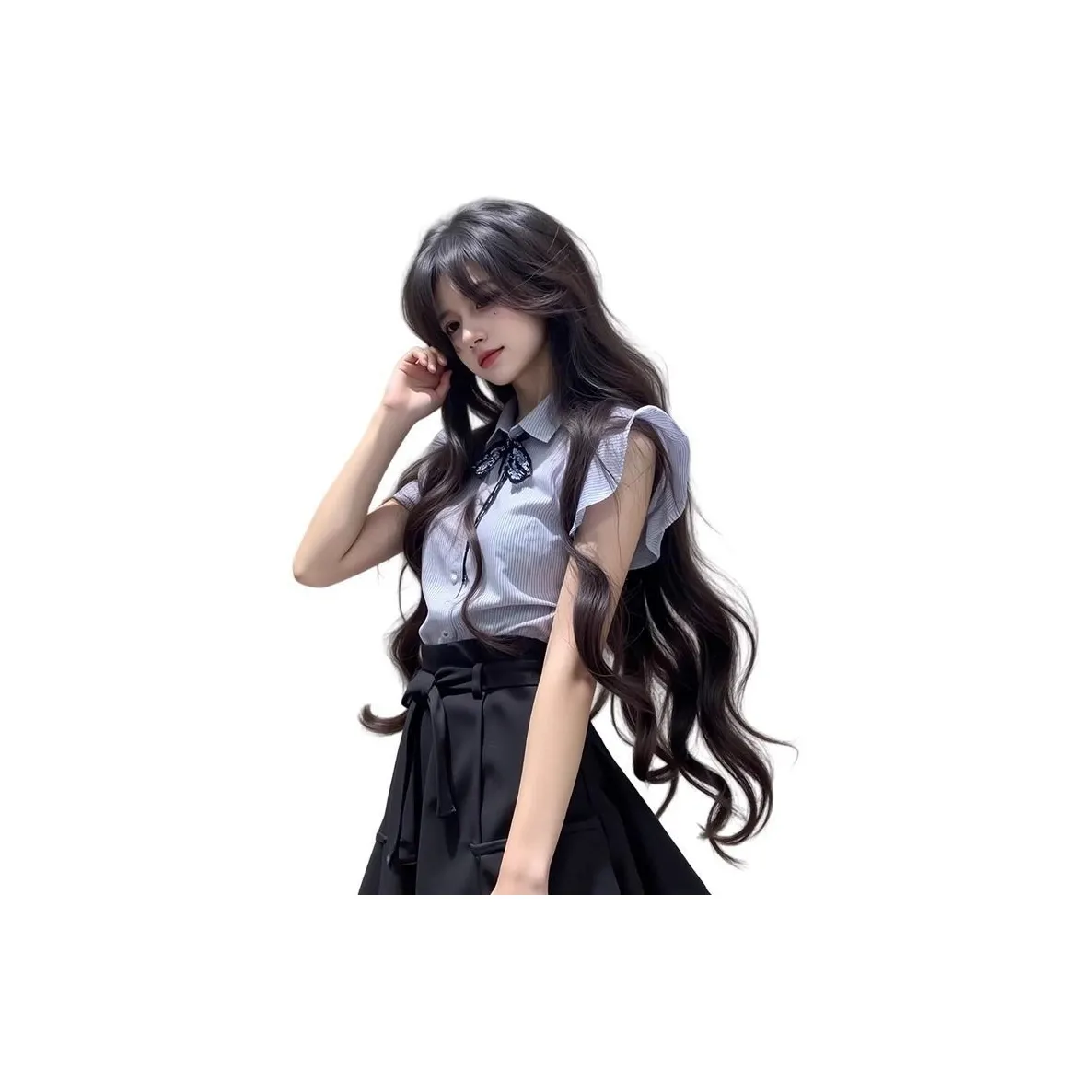 FYOSEE Нет Стирка Сеть Ультра Длинный Черный Высокий Конец Элегантность Большая волна Лолита Волосы PIECES Высокая Температура Пряжа