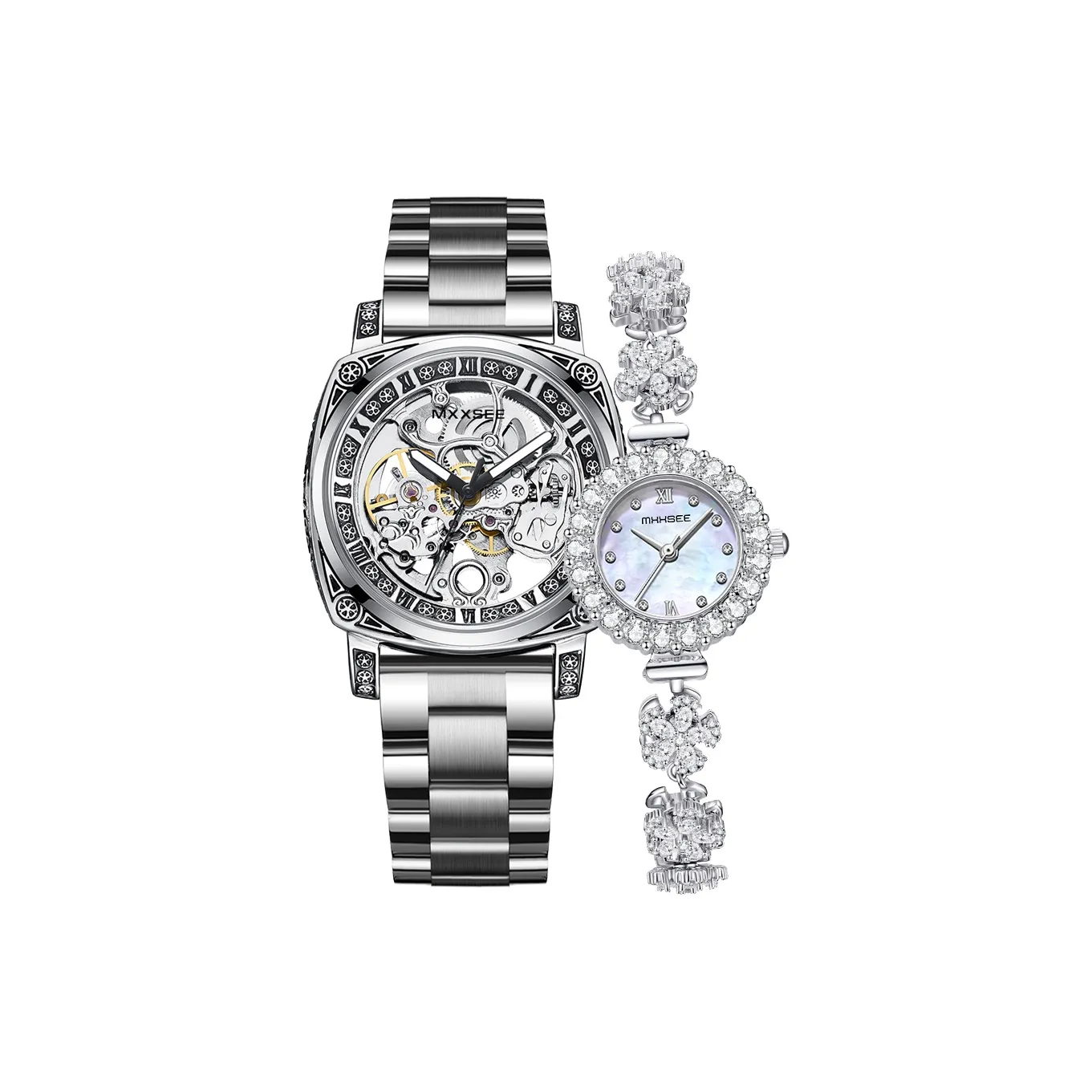 MXXSEE Автоматический механический механизм стальной ремешок унисекс циферблат с черепом