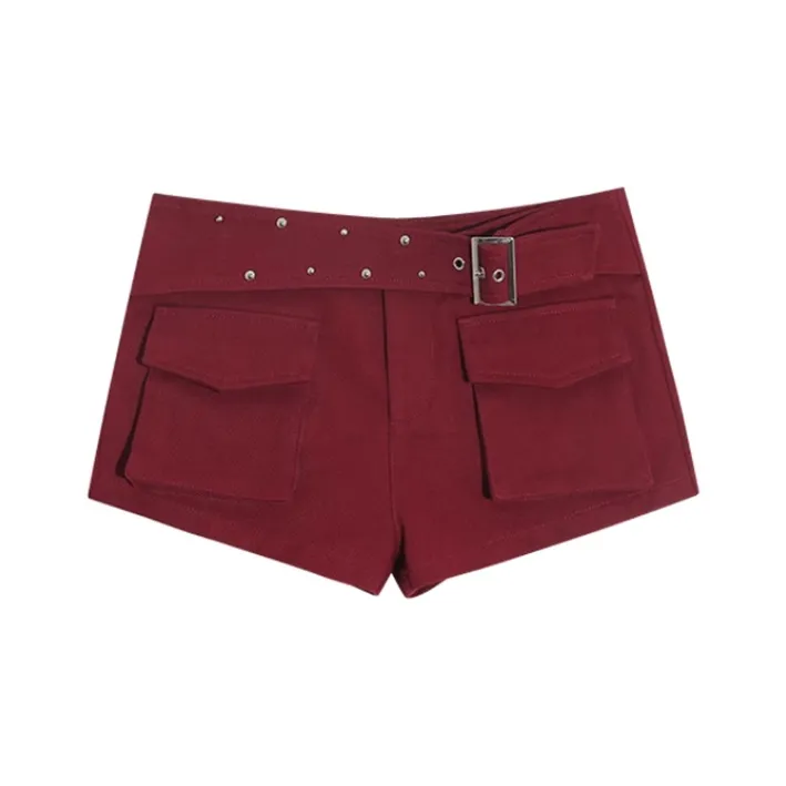 TIBINB Red Женские Джинсовые Шорты