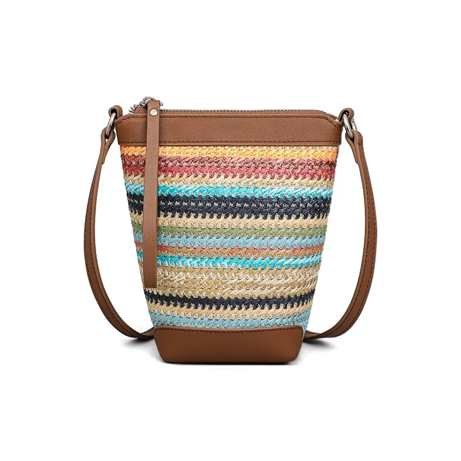 Crtnzo Kroez Сумка через плечо из ткани ведрообразная сумка стандартная женская радужная коричневая радужная белая