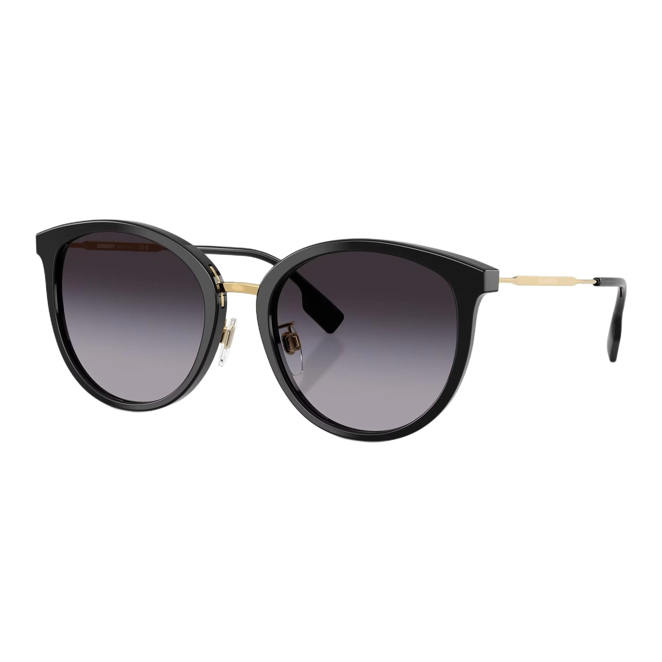 Burberry Пластиковая оправа Круглые Солнцезащитные очки Женские Черные
