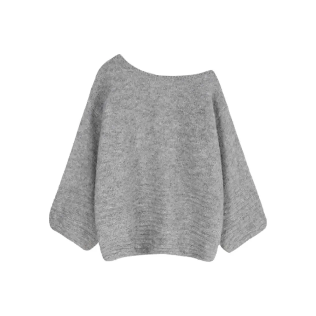 IUNOP Осенний Soft and Fluffy Трикотаж Свободный крой Супер милый Off Топ на плечо Женские