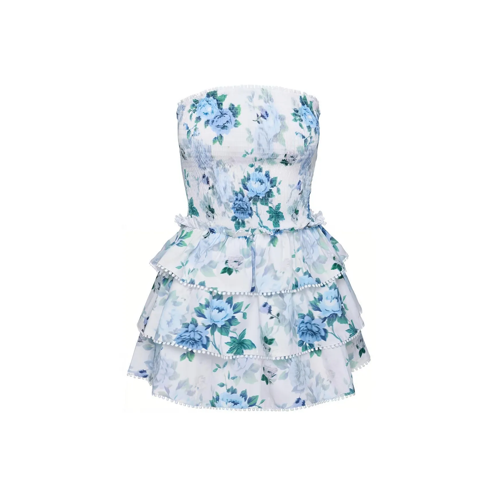 PRINCESS POLLY Sunkiss FRILL Мини Платье Без рукавов Платье Женское Белое Синий Сине-белый