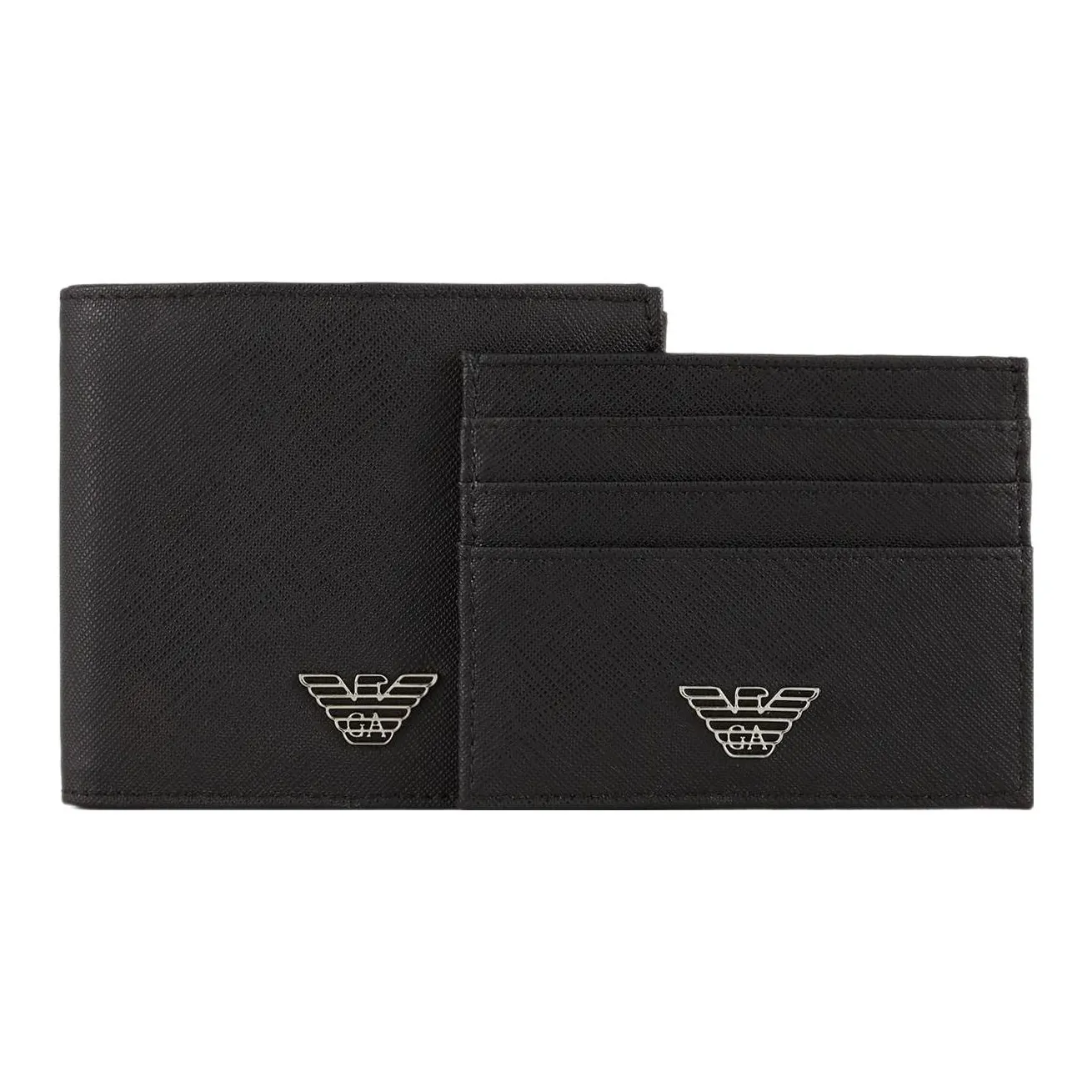 EMPORIO ARMANI Polyamide Leather Card Holder, Wallet Regular Men's Black