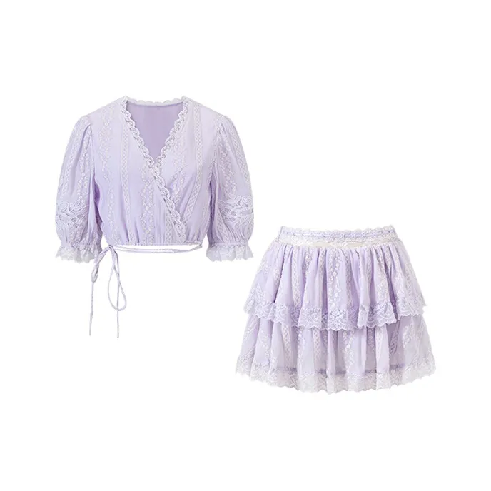 ACAINES Мягкий фиолетовый Комплекты Женские Юбка и Топ